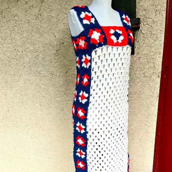 Red, White, Blue Crocheted Dress | Patriotic | Size Small - Picture 1 of 3